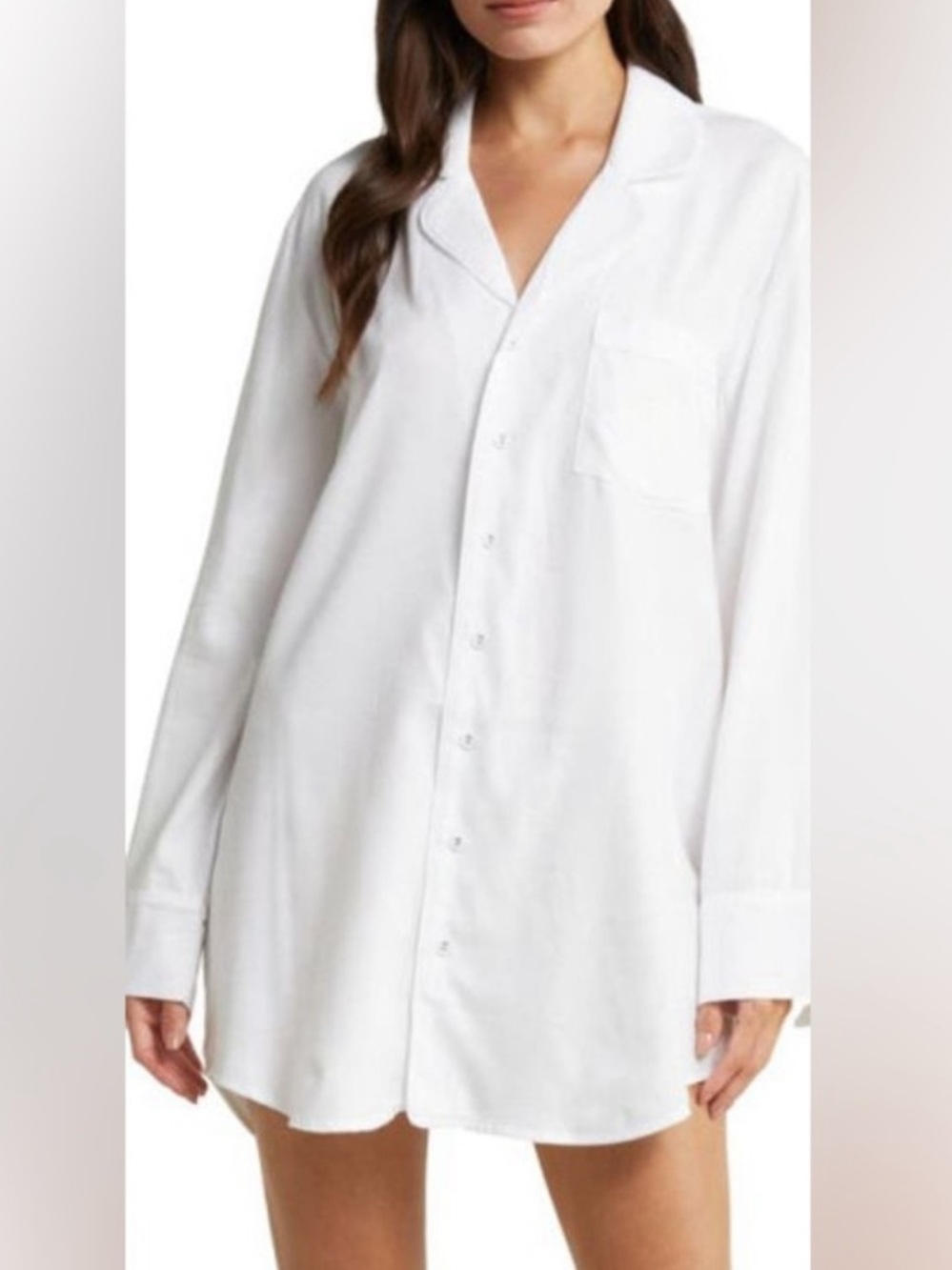 SKIMS Crisp White Long-Sleeve Sleep Shirt